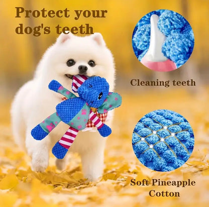 Durable Plush Dog Toy with Squeaker - Interactive Pet Companion for All Breed Sizes - Soft, Bite-Resistant, and Teeth-Cleaning