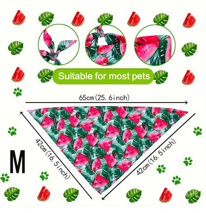 Dog bandana pack of 8 with flamingo and fruit prints. random