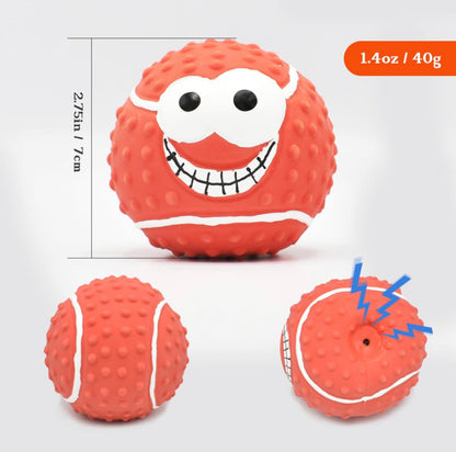 3 crazy squeaky balls for your furry friend with fun designs