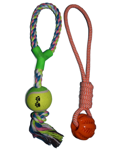 Set of tennis rope ball and rubber rope ball