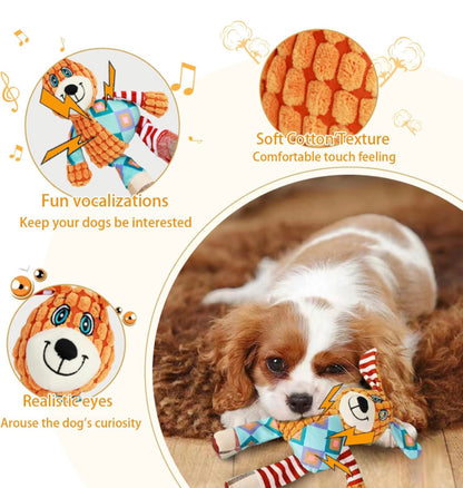 Durable Plush Dog Toy with Squeaker - Interactive Pet Companion for All Breed Sizes - Soft, Bite-Resistant, and Teeth-Cleaning