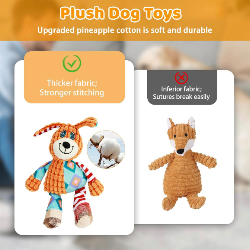 Durable Plush Dog Toy with Squeaker - Interactive Pet Companion for All Breed Sizes - Soft, Bite-Resistant, and Teeth-Cleaning