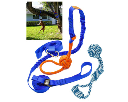 Fenidog Outdoor Bungee Hanging Dog Toy. Extra Durable & Safe with 2 Chew Rope Toys.